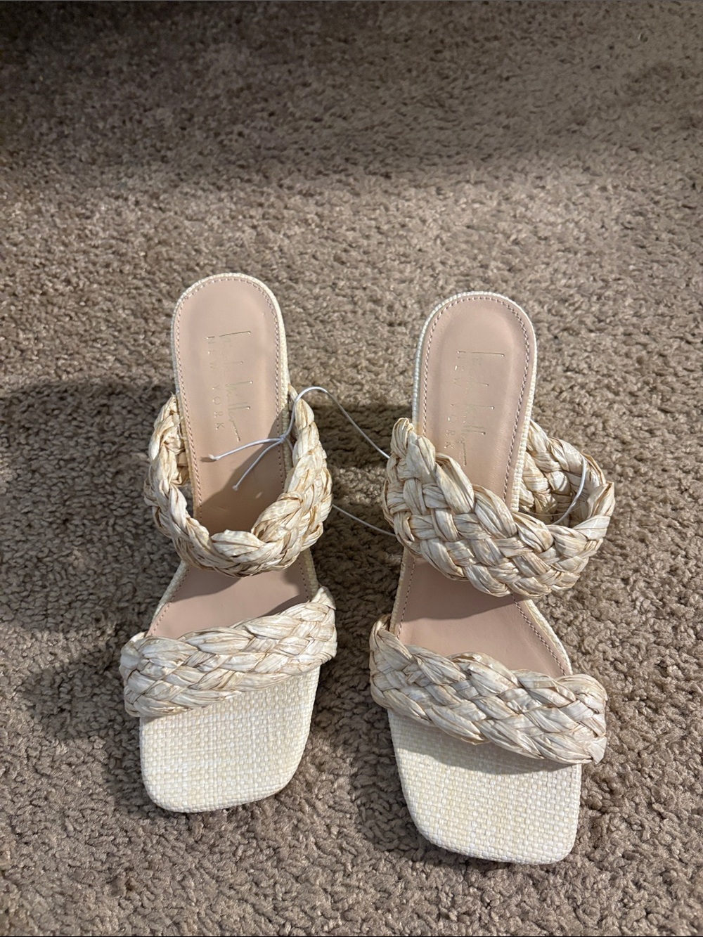 Nicole Miller Cream Braided Slide Sandals- size 7